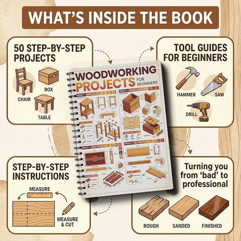 Woodworking Project Planner for Beginners – Step-by-Step Blueprint Log with Drawings, Templates & Dimensions, Practical DIY Wooden Item Plan Book in Kuwait
