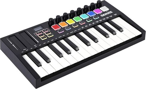 لوحة مفاتيح Senfot 37 مفتاح MIDI مع تكامل DAW، وحدة تحكم لوحة مفاتيح USB MIDI مع تبديل نصف نغمة، مرافقة ARP التلقائية والتحكم في السرعة، مثالية لإنتاج الموسيقى الاحترافية، أسود in Saudi Arabia