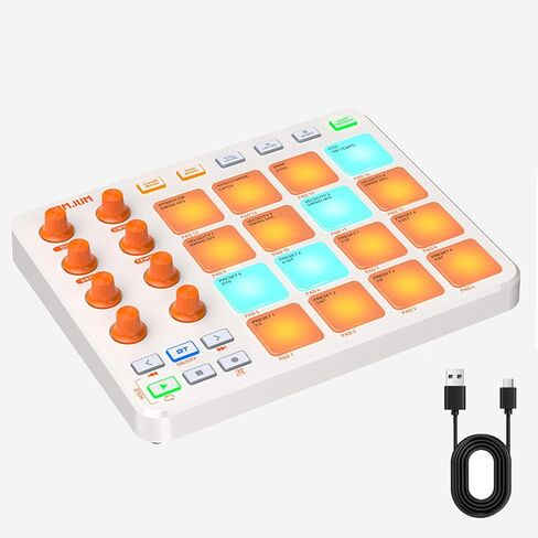 Wireless MIDI Controller Pads, Bluetooth Portable USB with 16 Drum 8 Assignable Knobs & 6 Customizable Buttons, Wireless MIDI Beat Maker in Kuwait