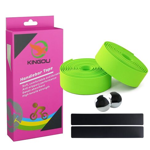 KINGOU 3mm EVA Bicycle Handlebar Tape - Reusable Non-Adhesive Road Bike Bar Wraps with Professional Trapezoidal Edge - Shock Resistant Cycling Grip Tape, 2 Rolls, Black in Saudi Arabia