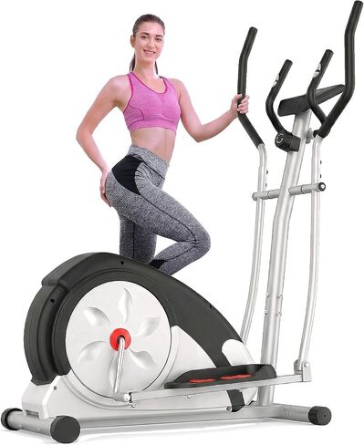 ANCHEER Elliptical Exercise Machine, Ultra-Silent Elliptical Trainer for Home Gym, Exercise Equipment 500Lbs Capacity, Pulse Rate Grips 14&8 Resistance Levels in Kuwait