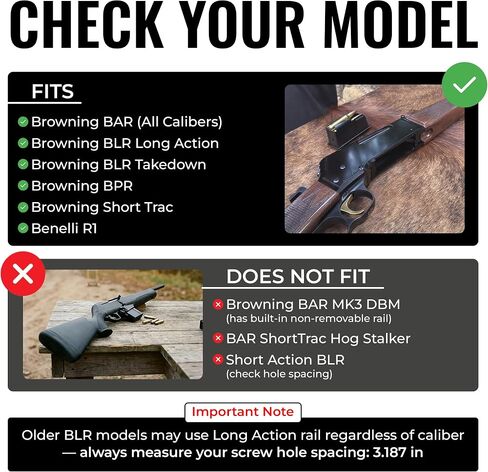 Gotical 5" 13-Slot Single Picatinny Rail for Browning BAR/BLR Long Action Rifle Mount– 0 MOA Short Ranger Upto 500 Yards, CNC Machined 6061 T6 Aluminum Matte Black in Kuwait