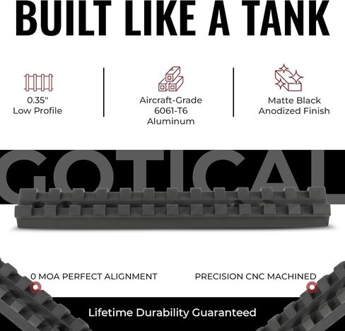 Gotical 5" 13-Slot Single Picatinny Rail for Browning BAR/BLR Long Action Rifle Mount– 0 MOA Short Ranger Upto 500 Yards, CNC Machined 6061 T6 Aluminum Matte Black in Kuwait