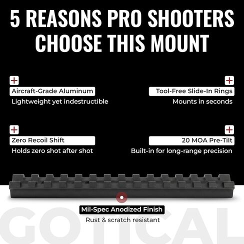Gotical 5.5 Inches 14-Slot Single Picatinny Rail for Thompson Center Encore, Omega, Triumph, Impact Rifle Mount– 0 MOA Short Ranger Upto 500 Yards, CNC Machined 6061 T6 Aluminum Matte Black in Kuwait