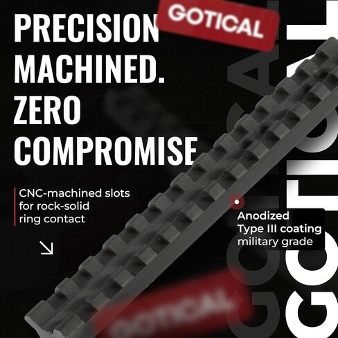 Gotical 5.5 Inches 14-Slot Single Picatinny Rail for Thompson Center Encore, Omega, Triumph, Impact Rifle Mount– 0 MOA Short Ranger Upto 500 Yards, CNC Machined 6061 T6 Aluminum Matte Black in Kuwait