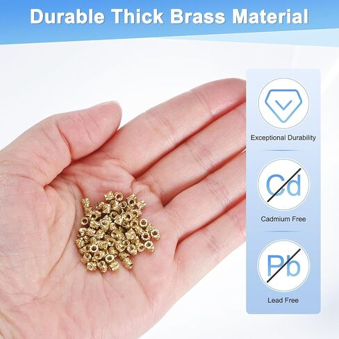 M METERXITY 150-Pack Threaded Inserts, M2 x 3mm x 3mm Brass Female Knurled Metric Nuts Brass Heat Set Insert Embedment Nuts for Plastic/DIY 3D Printing Components in Kuwait