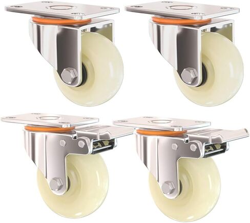 5 Inch Heavy Duty Industrial Swivel Wheels with Brake Nylon Double Bearing for Trolley Workbench 400Kg 4 Pcs in Kuwait