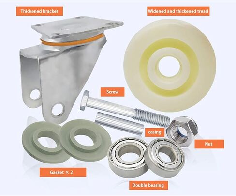 5 Inch Heavy Duty Industrial Swivel Wheels with Brake Nylon Double Bearing for Trolley Workbench 400Kg 4 Pcs in Kuwait