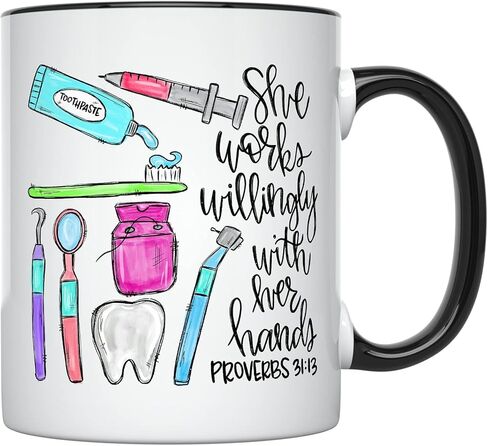 Dental Assistant Coffee Mug 11oz Dental Hygienist Mug Dental Hygiene Cup for Women Dentist Coffee Mug Dental Cup for Women Black Handle in Kuwait
