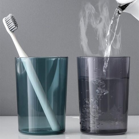 Transparent Gray Plastic Toothbrush Cup, Unbreakable Clear Bathroom Tumbler, Lightweight Reusable Mouthwash Cup for Bathroom Vanity, Travel, Dorm, Hotel, Multi-Purpose Makeup Brush Storage Cup in Kuwait