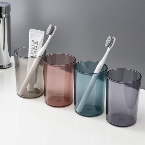 Transparent Gray Plastic Toothbrush Cup, Unbreakable Clear Bathroom Tumbler, Lightweight Reusable Mouthwash Cup for Bathroom Vanity, Travel, Dorm, Hotel, Multi-Purpose Makeup Brush Storage Cup in Kuwait