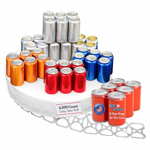 4300 COUNT ROLL 6PK RINGS Universal FIT - يناسب جميع علب صودا البيرة 12 أوقية - شحن سريع في نفس اليوم in Kuwait