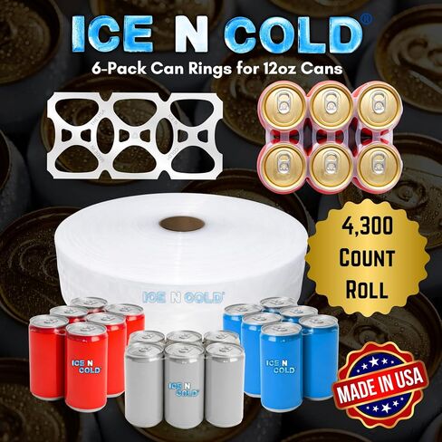 4300 COUNT ROLL 6PK RINGS Universal FIT - يناسب جميع علب صودا البيرة 12 أوقية - شحن سريع في نفس اليوم in Kuwait