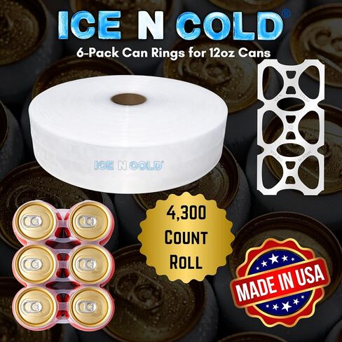 4300 COUNT ROLL 6PK RINGS Universal FIT - يناسب جميع علب صودا البيرة 12 أوقية - شحن سريع في نفس اليوم in Kuwait