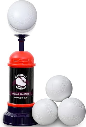RedSwing Baseball Tee Popper – Pop-Up Baseball Trainer for Beginners, Self-Pitching Hitting Tee with Bat & 3 Balls, Portable Automatic Ball Launcher for Backyard Batting Practice in Kuwait