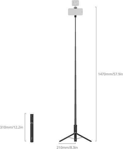 SmallRig ST30 واحد من TOUPLE SELPTIE SELFIE TRACK TRUPOD ، 57.9 "حامل ثلاثي القوائم التلقائي مع حوامل الأحذية الباردة والبرودة ، لأجهزة iPhone ، من أجل Android ، تسجيل الفيديو ، السفر ، مدونة ، أسود 5291 in Kuwait