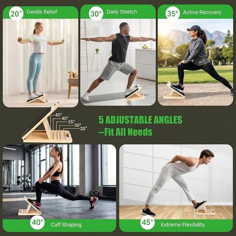 Slant Board for Calf Stretching, Portable Wooden Slant Board with 5 Adjustable Angles, Non-Slip 300lb Weight for Squats, Calf Muscles, Knees, Heel, Ankle, for Home, Gym, Office in Kuwait