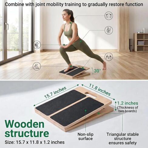 Slant Board for Calf Stretching, Portable Wooden Slant Board with 5 Adjustable Angles, Non-Slip 300lb Weight for Squats, Calf Muscles, Knees, Heel, Ankle, for Home, Gym, Office in Kuwait