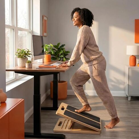 Slant Board for Calf Stretching, Portable Wooden Slant Board with 5 Adjustable Angles, Non-Slip 300lb Weight for Squats, Calf Muscles, Knees, Heel, Ankle, for Home, Gym, Office in Kuwait