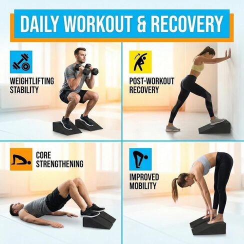 Slant Board for Heel Elevated Squat Weightlifting Calf Stretcher Slant Board for Mobility Balance and Strength Performance Pack of 2 in Kuwait