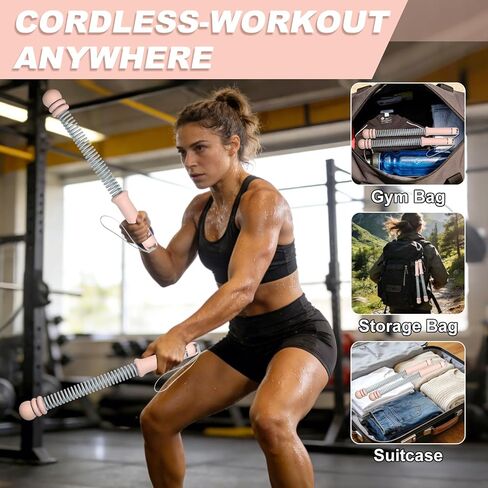 Adjustable Ropeless Battle Ropes for Home Gym, Heavy Duty Cordless Battle Rope 2-Pack with Non-Slip Spiral Handles, Weighted Ropeless Battle Ropes for Strength Training, HIIT Workout for Women & Men in Kuwait