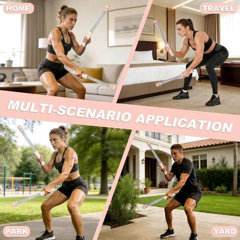 Adjustable Ropeless Battle Ropes for Home Gym, Heavy Duty Cordless Battle Rope 2-Pack with Non-Slip Spiral Handles, Weighted Ropeless Battle Ropes for Strength Training, HIIT Workout for Women & Men in Kuwait