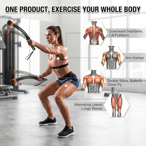 Cordless Ropeless Battle Ropes for Home Gym, Adjustable Weights Portable Battle Ropes with Storage Bag, Exercise Equipment for Strength Training, Aerobic Exercise, Men& Women,Black in Kuwait