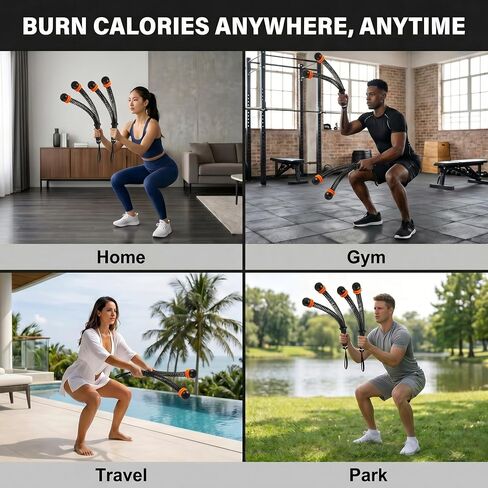Cordless Ropeless Battle Ropes for Home Gym, Adjustable Weights Portable Battle Ropes with Storage Bag, Exercise Equipment for Strength Training, Aerobic Exercise, Men& Women,Black in Kuwait