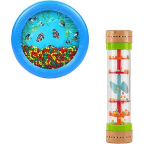Musfunny Ocean Wave Bead Drum صوت البحر اللطيف وصانع المطر عصا المطر مطرز قطرات المطر صوت المطر شاكر الموسيقية وخشخشة آلة حسية in Kuwait