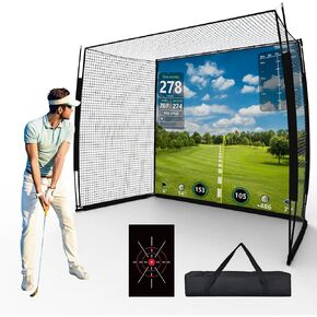 حاوية شاشة تأثير Golf Simulator مع شبكة وهدف (جهاز العرض غير متضمن) - قفص تدريب الجولف مع حماية 270 درجة، إعداد سهل للاستخدام في الطابق السفلي من المرآب المنزلي الداخلي والخارجي in Kuwait