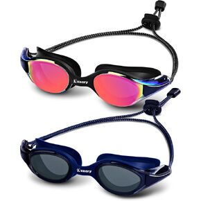 Keary Racing Swim Goggles 2 Pack for Adult Men Women 180° HD Wide Vision Bungee Strap Anti Fog UV Protection No Leaking in Saudi Arabia