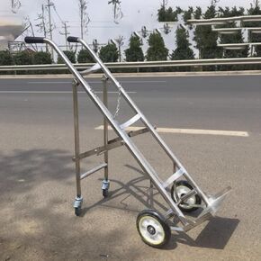 Cylinder Tank Holder Stainless Steel Collapsible Oxygen Tank Cart, Large Welding Gas Cylinder Cart Trolley for Factory, Portable Rolling Co2 Cylinder Fixed Shelf,Silver in Kuwait