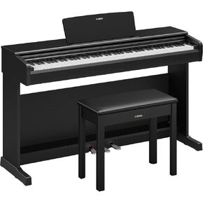 لوحة مفاتيح بيانو رقمية من سلسلة Yamaha Arius مكونة من 88 مفتاحًا للمبتدئين، حجم كامل، صوت بيانو كبير، وحدة ذات 3 دواسات، مقعد متضمن، تصميم كلاسيكي مستقيم باللون الأسود، YDP146B in Kuwait