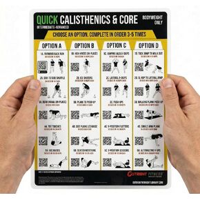 Calisthenics & Core Workout Poster – Bodyweight Exercise Wall Chart with QR Video Demos | Calisthenics & Core System, Actual Workouts, Free Video Support, Visual Workout Guides, Multiple Format Options in Saudi Arabia