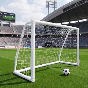EGREE Portable Soccer Goal for Backyard - 12x6FT/8x6FT/6x4FT Heavy Duty Football Net Goals for Adults & Youth Training, Outdoor PVC Soccer Goal Post with Weatherproof UPVC Frame & Ground Stakes, White in Saudi Arabia
