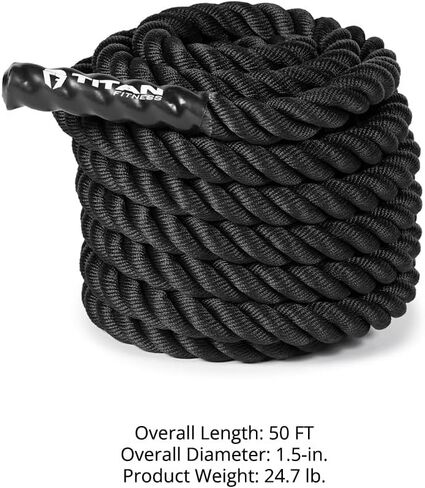 Titan Fitness Battle Rope 50ft x 1.5in, Poly Dacron Heavy Rope for Home Gym Conditioning Workouts, Cross-Train, Strength Training Exercises in Kuwait