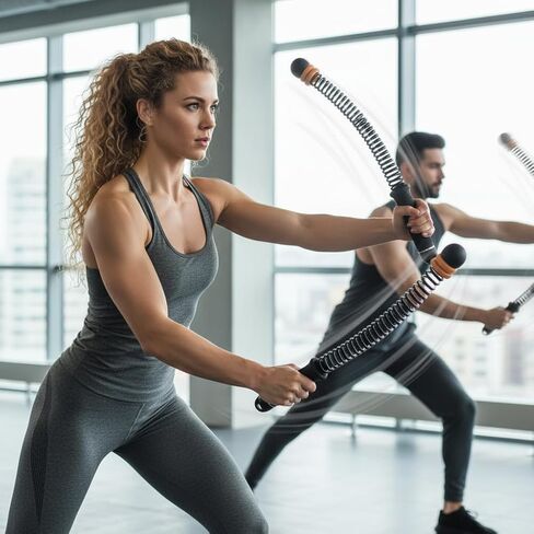 Weighted Battle Ropes, 2 Pack Portable Cordless Ropeless Battle Ropes for HIIT & Cardio, Full Body Workout Tool with Non Slip Handles, Travel Friendly Home Gym Equipment in Saudi Arabia
