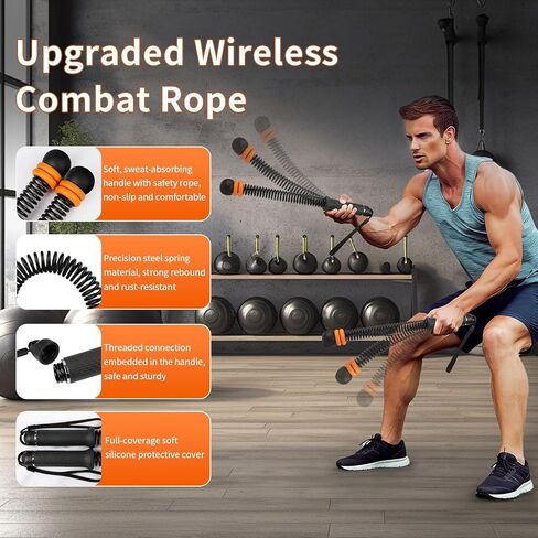 Ropeless Battle Rope, Portable Adjustable Strength Training for Home Gym | Quiet Apartment Friendly, Upgraded Cordless Heavy-Duty Weighted, Full Body HIIT Workout with Storage Bag for Men and Women in Kuwait
