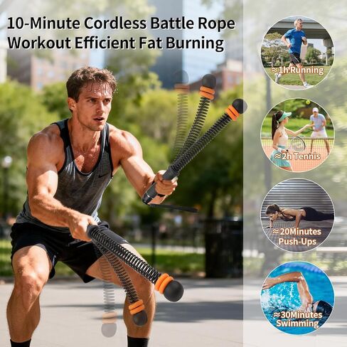 Ropeless Battle Rope, Portable Adjustable Strength Training for Home Gym | Quiet Apartment Friendly, Upgraded Cordless Heavy-Duty Weighted, Full Body HIIT Workout with Storage Bag for Men and Women in Kuwait