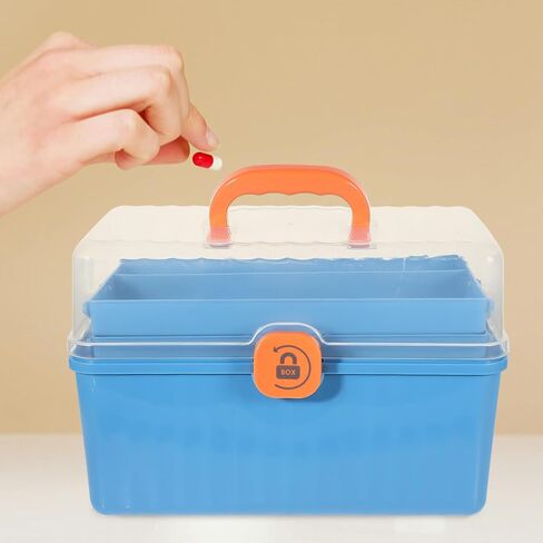 PartyKindom Emergency Kit Box Large Capacity Multi-Layer Medicine Box with Handle Portable Sturdy Medicine Case for Family and Outdoor Use Plastic Organizer in Kuwait