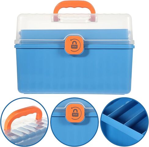 PartyKindom Emergency Kit Box Large Capacity Multi-Layer Medicine Box with Handle Portable Sturdy Medicine Case for Family and Outdoor Use Plastic Organizer in Kuwait