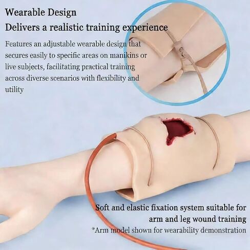 Stop The Bleed Training Kit, Wearable Silicone Bleeding Trauma Wound Model, Highly Simulates The Wound On The Thigh/Arm and Bleeding Scene, for EMT Paramedic Medical Staff First Aid Practice in Kuwait