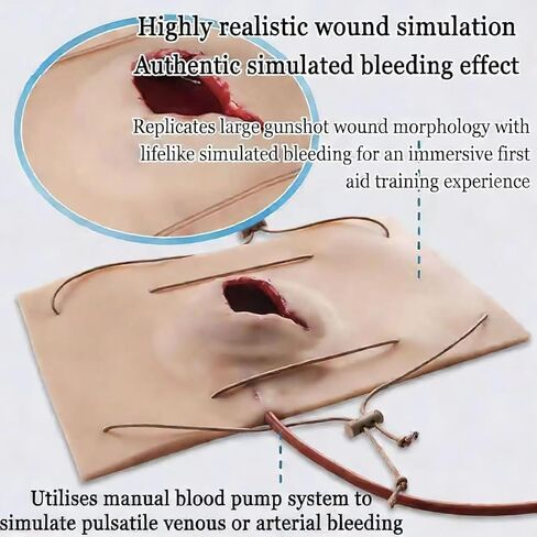 Stop The Bleed Training Kit, Wearable Silicone Bleeding Trauma Wound Model, Highly Simulates The Wound On The Thigh/Arm and Bleeding Scene, for EMT Paramedic Medical Staff First Aid Practice in Kuwait