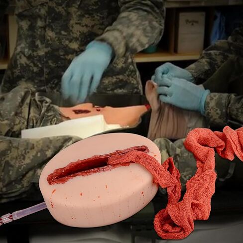 Reusable Silicone Thigh Wound Packing Trainer, Stop The Bleed Bleeding Control Simulator with Laceration Trauma Wound, First Aid Training Model for Military, Medical School and EMT Training in Kuwait