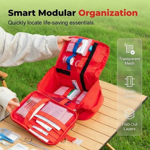 Oxford Cloth Medical Organizer Bag for Travel, Medical Bag Empty, Smart Modular Organization for Home, Travel, Camping, Car, Hiking & Outdoor Emergencies, Emergency Medical Kits in Kuwait