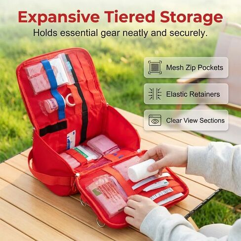 Oxford Cloth Medical Organizer Bag for Travel, Medical Bag Empty, Smart Modular Organization for Home, Travel, Camping, Car, Hiking & Outdoor Emergencies, Emergency Medical Kits in Kuwait