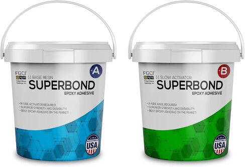 FGCI Super Bond Slow Cure 2 Part Epoxy 2 Quart، معجون لاصق شفاف لمشروعات الخشب والمعادن والبلاستيك التي تصنعها بنفسك، وقت عمل ممتد، صنع في الولايات المتحدة الأمريكية in Kuwait