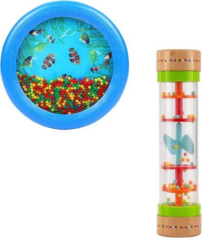 Musfunny Ocean Wave Bead Drum صوت البحر اللطيف وصانع المطر عصا المطر مطرز قطرات المطر صوت المطر شاكر الموسيقية وخشخشة آلة حسية in Kuwait