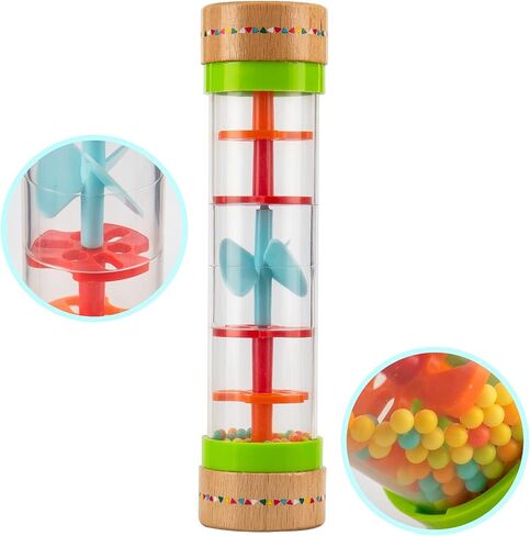 Musfunny Ocean Wave Bead Drum صوت البحر اللطيف وصانع المطر عصا المطر مطرز قطرات المطر صوت المطر شاكر الموسيقية وخشخشة آلة حسية in Kuwait