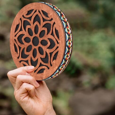 8-inch/12-inch Ocean Drum Ethnic Percussion Instrument Onomatopoeic Music Portable Hand Drum Instrument Sound Therapy Relaxing Water Sound Birch Wooden Drum for Performance Accompaniment in Kuwait